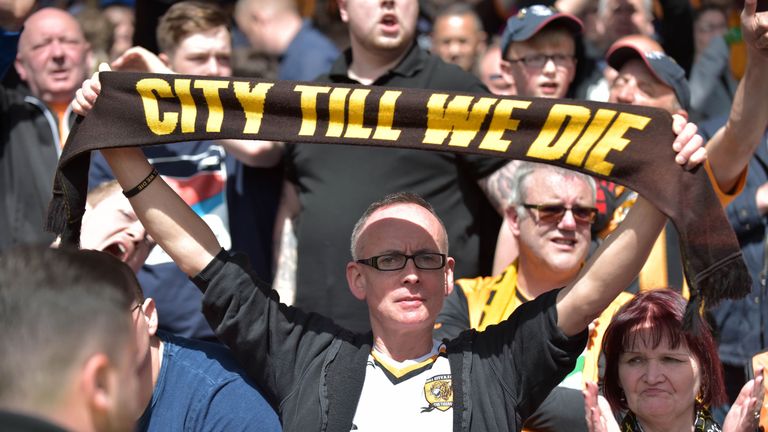 Hull City fans react after relegation from the Premier League