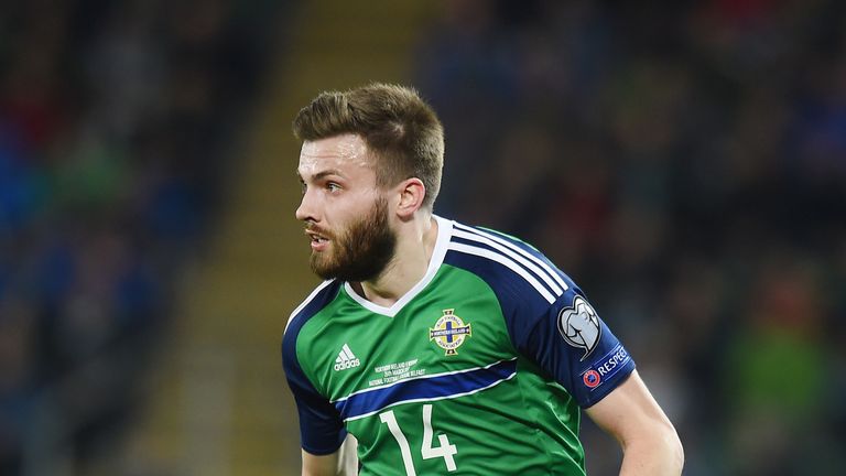 Stuart Dallas was on the receiving end of a wild tackle in Northern Ireland's first play-off game against Switzerland