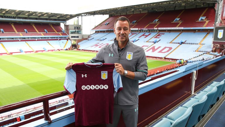 Aston Villa's home kit for next season, as modelled by new signing John Terry