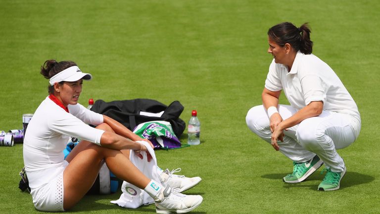 Conchita Martinez (right) with Muguruza at last year's Wimbledon