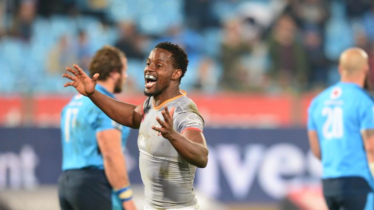 Wandile Mjekevu celebrates the Kings' win over the Bulls