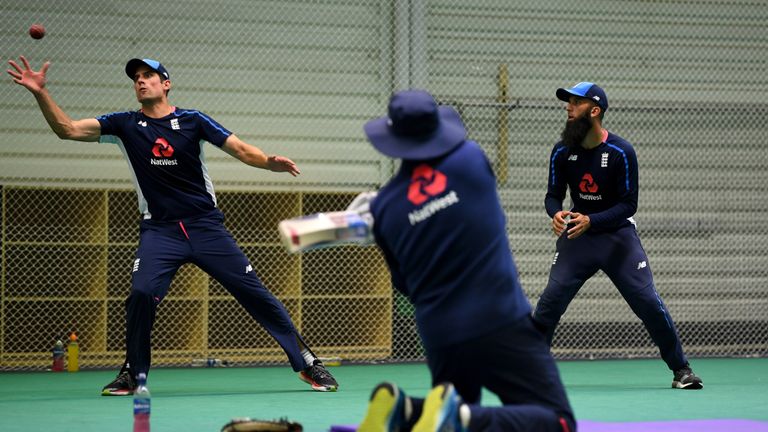Alastair Cook during a nets session at Old Trafford