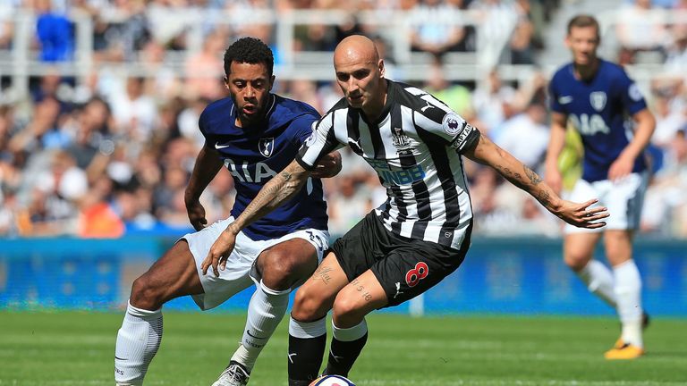 Mousa Dembele and Jonjo Shelvey in action during the Premier League match at St James' Park earlier this season
