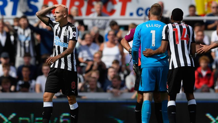 Shelvey was sent off for standing on Dele Alli's ankle