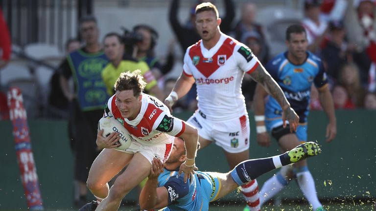 Kurt Mann crosses for the Dragons
