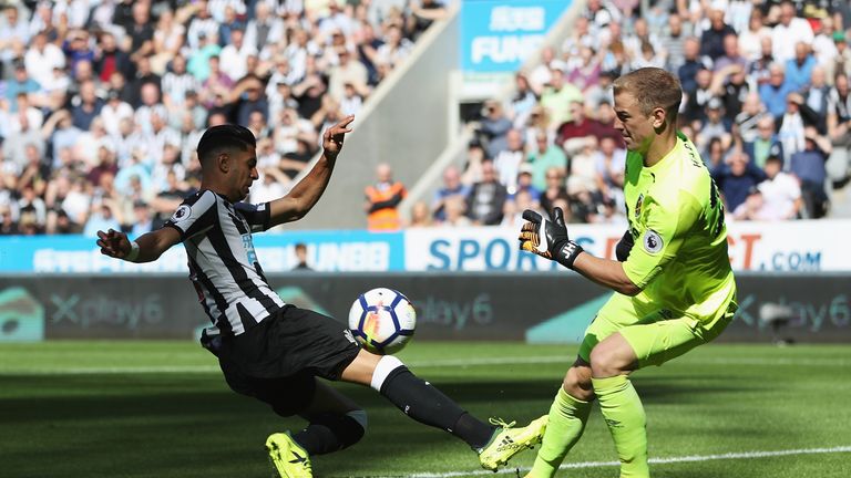 Joe Hart saves from Ayoze Perez at St James' Park