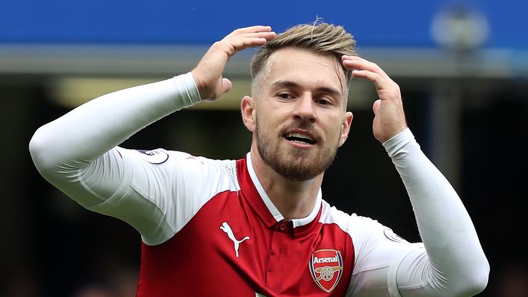 Arsenal's Aaron Ramsey rues a missed chance against Chelsea
