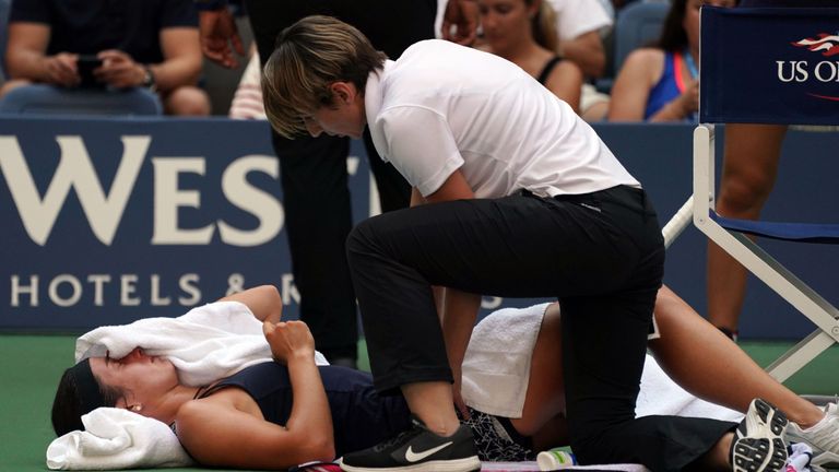 Anastasija Sevastova had to have treatment on a leg injury but forced Stephens into a final-set decider