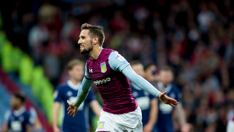 Conor Hourihane celebrates scoring Villa's second