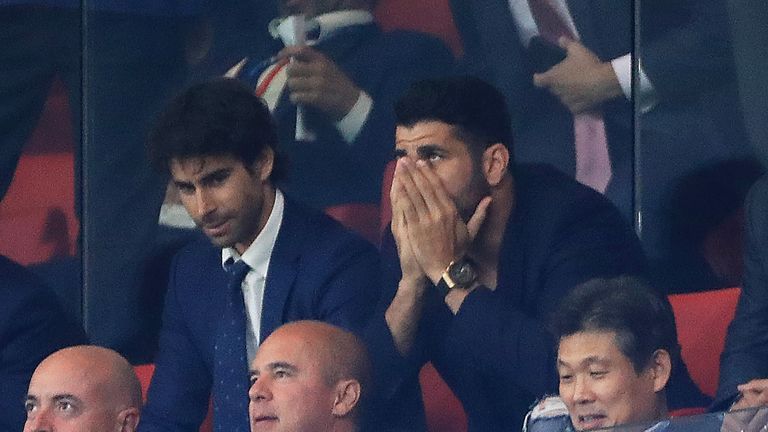 Diego Costa looked on as Atletico conceded a late goal at home to former club Chelsea