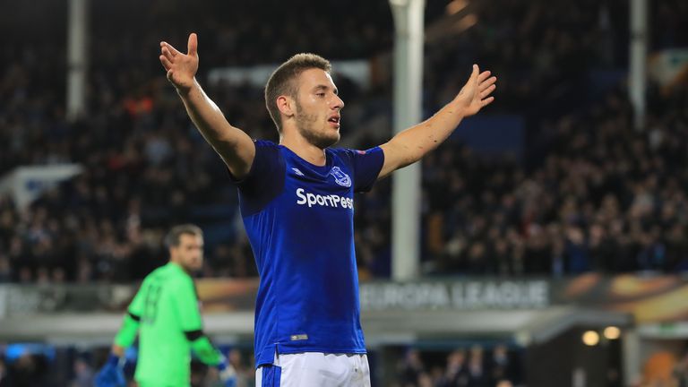 Everton's Nikola Vlasic celebrates scoring