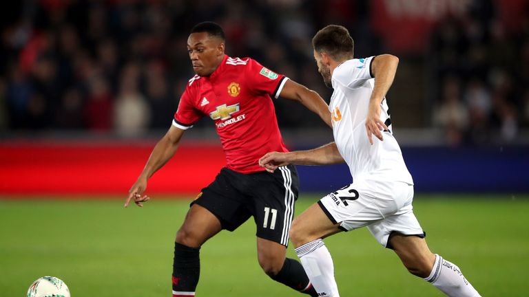 Angel Rangel's last appearance for Swansea came in the Carabao Cup against Manchester United
