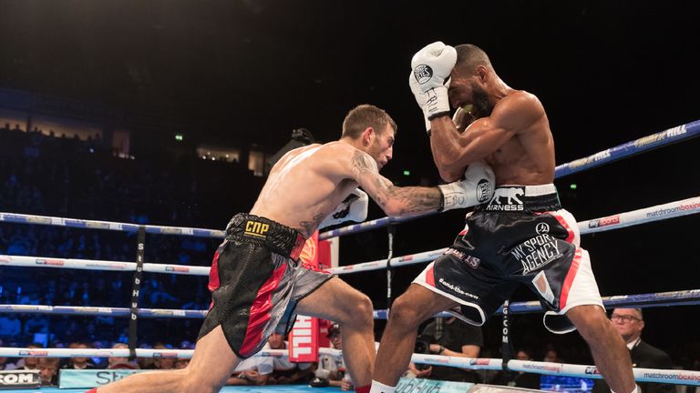 Sam Eggington applies pressure as Mohamed Mimoune tucks up