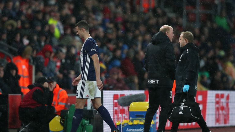 West Brom lost Jonny Evans to injury