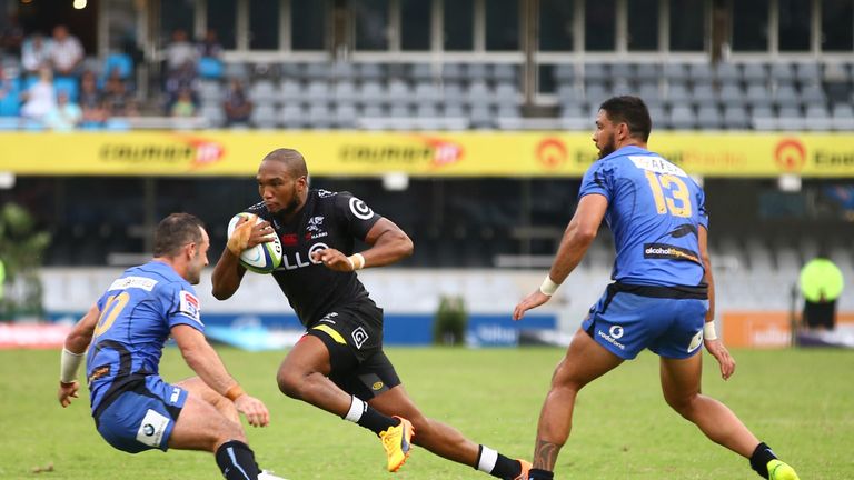 The flying Lukhanyo Am in action for Sharks