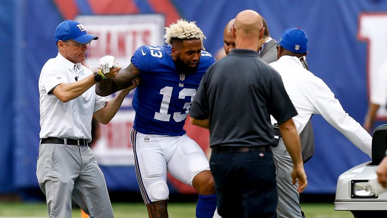 Odell Beckham is out for the season after breaking his ankle in the Giants' latest defeat