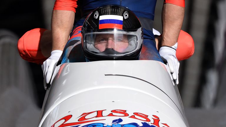 Russia's Alexander Zubkov competes in the Bobsleigh at the Sochi Winter Olympics in 2014
