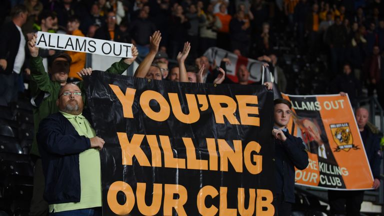 Hull City fans want the Allam family to sell the club