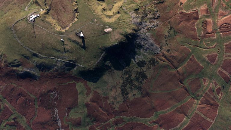 Huge letters spelling 'LFC' have been spotted on a Shropshire hillside (Credit: Ordnance Survey)