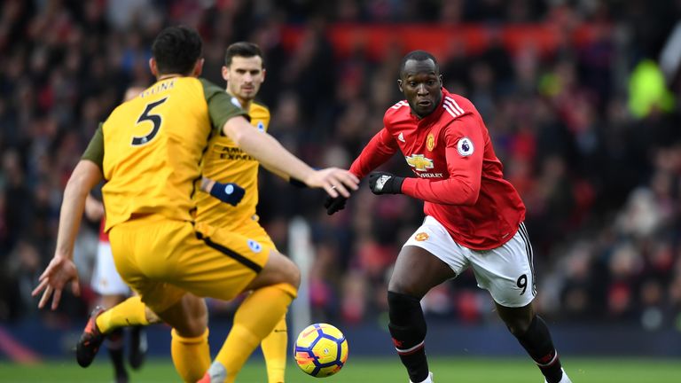 Romelu Lukaku in action during the Premier League match between Man Utd and Brighton