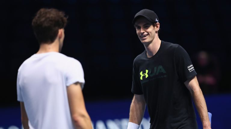 Murray trained with Dominic Thiem at the O2 prior to the start of the ATP Finals