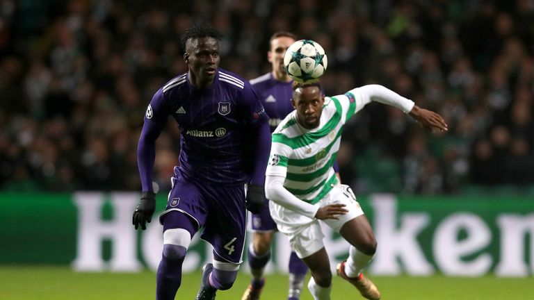 Mbodji Kara and Moussa Dembele in action during Celtic's clash with Anderlecht