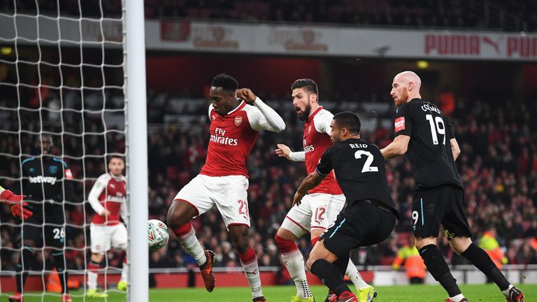 Danny Welbeck pounced to put Arsenal ahead after West Ham failed to clear a cross