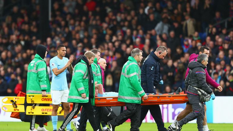 Kevin De Bruyne was stretchered off against Crystal Palace
