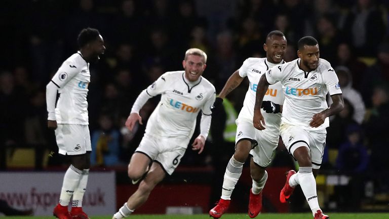 Luciano Narsingh celebrates after scoring a 90th minute winner against Watford