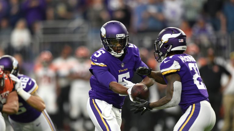 Teddy Bridgewater was back on the field for the Vikings on Sunday late on against the Bengals