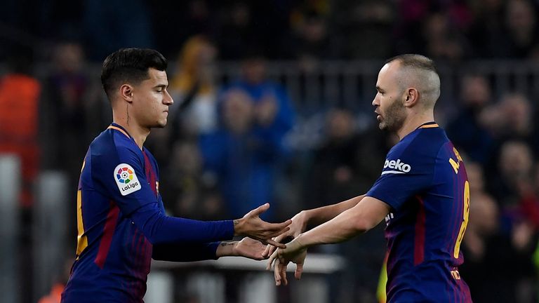Iniesta is expected to start on Tuesday as Coutinho is cup-tied in the Champions League