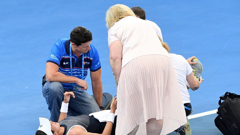 Garbine Muguruza suffered muscle cramps during her match