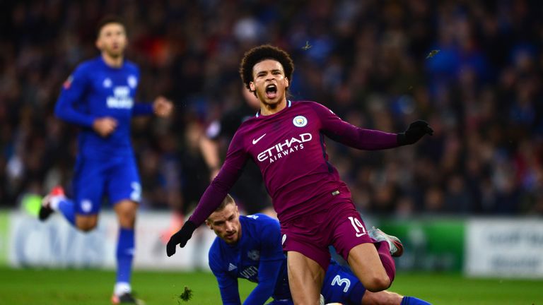 Leroy Sane suffered an ankle injury from a tackle by Cardiff's Joe Bennett in the FA Cup in January