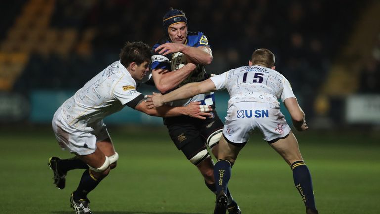 Paul Grant scored the Bath's first try of the match at Sixways