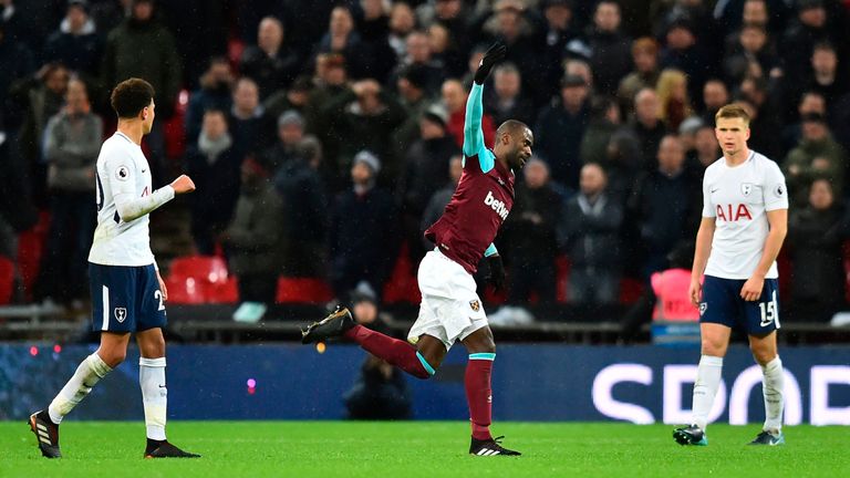 Pedro Obiang celebrates his spectacular strike
