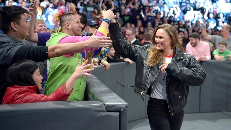 Rousey's WWE appearances at WrestleMania and Royal Rumble have been as a face