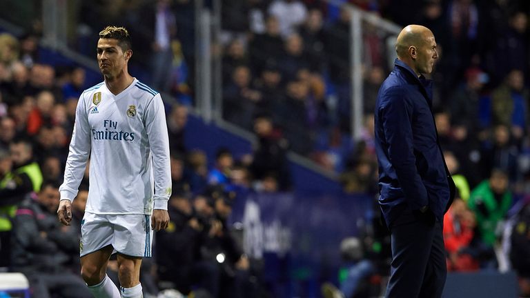 Ronaldo was visibly unhappy at being substituted by boss Zinedine Zidane