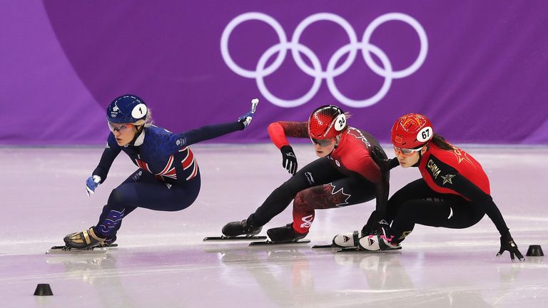 Elise Christie qualified as fourth fastest for the 500m final