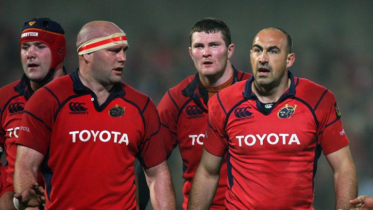 Ryan (back right) broke into a Munster side led by the late Anthony Foley (back left)