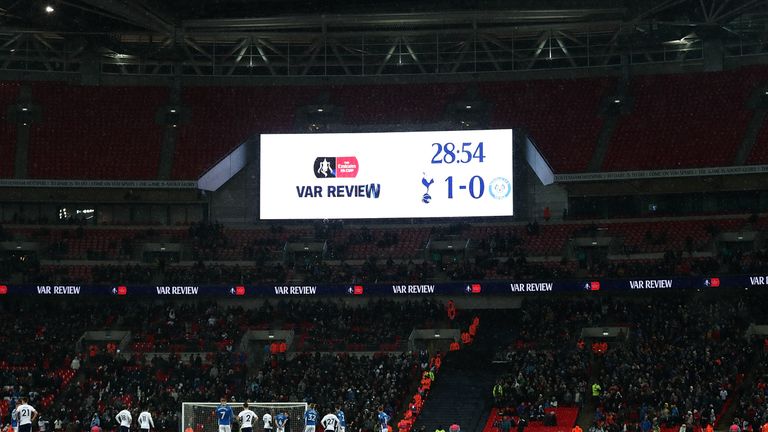 As with the Carabao Cup final, any VAR decisions were accompanied by this message on the big screens at Wembley