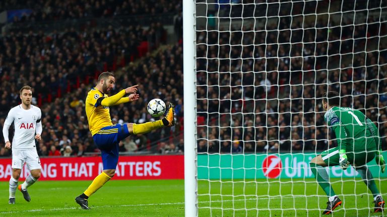 Gonzalo Higuain equalises at Wembley