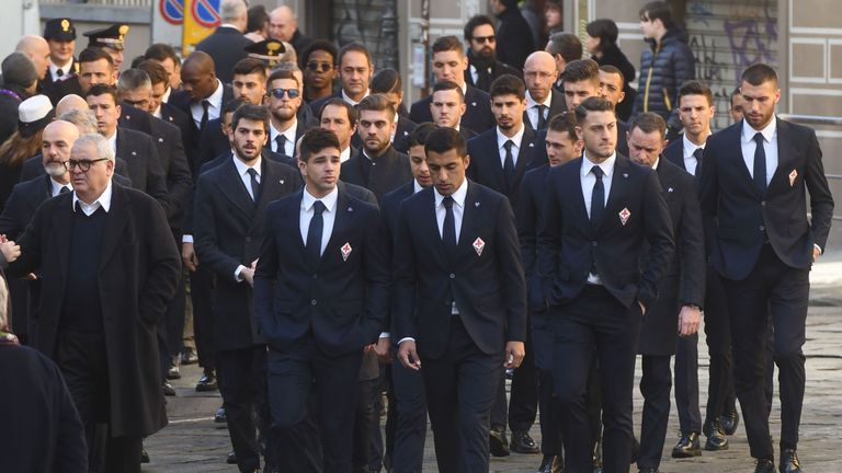 Fiorentina players attended Astori's funeral