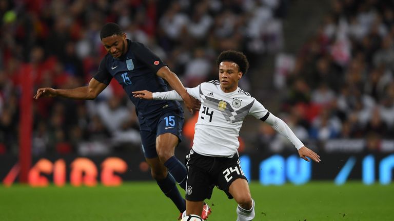 Joe Gomez came face to face with Germany's Leroy Sane on his debut