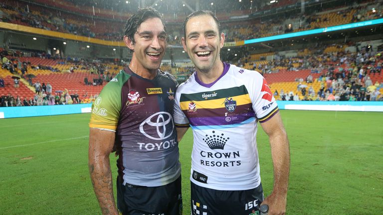 Johnathan Thurston (L) and Cameron Smith are ready to lock horns again in 2018