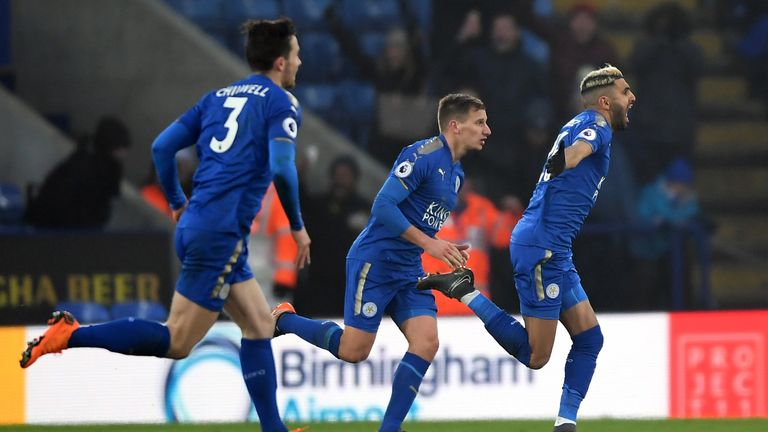 Mahrez celebrates after his late equaliser against Bournemouth last weekend