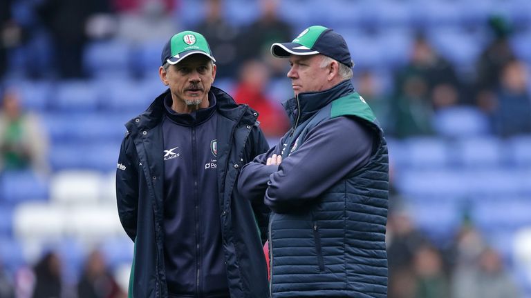 Kidney and head coach Les Kiss (left) will attempt to lead Irish back into the Premiership