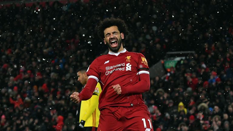 Mo Salah celebrates after scoring against Watford on Saturday [하늘운동] 이안 라이트 : '살라'가 리버풀이 드림클럽이 아닐텐데 결국 레알이 노리면 흔들릴걸?