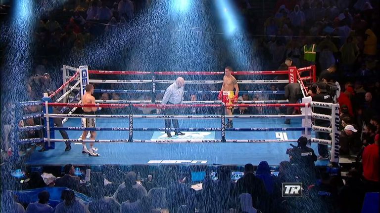 Torrential rain threatened the whole card in Carson, California
