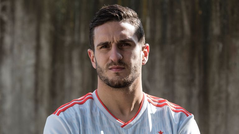 Koke models the new Spain World Cup 2018 away shirt (credit: adidasUK)
