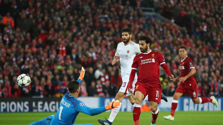 Salah's delightful dink doubled Liverpool's lead over Roma at Anfield